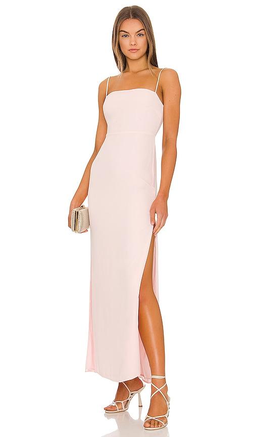 superdown addison maxi dress in blush.