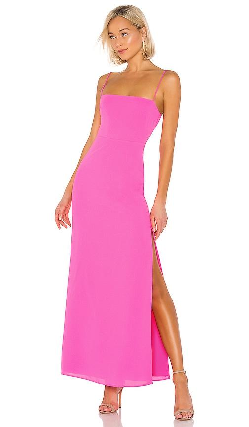 superdown addison maxi dress in pink.