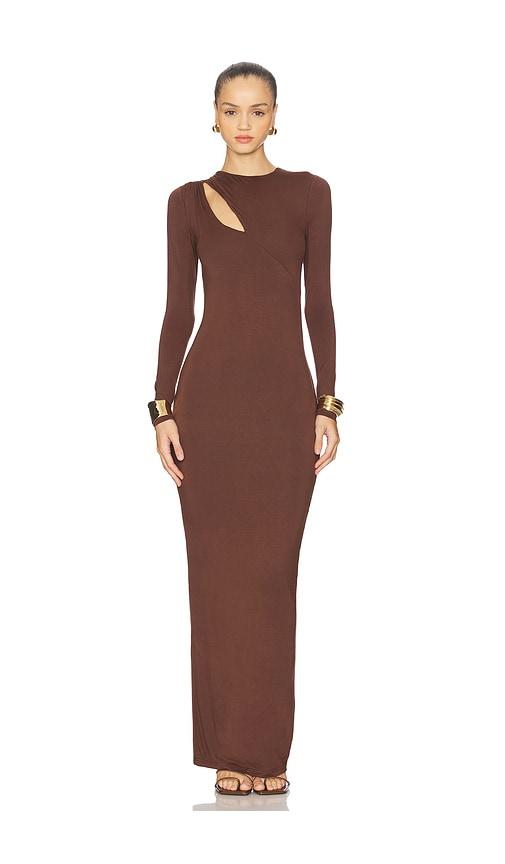 superdown adelina maxi dress in brown.