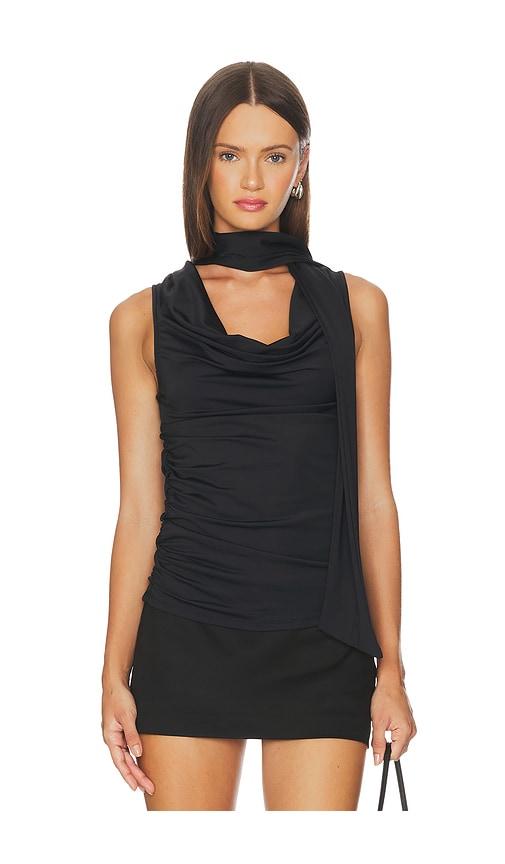 superdown amaly drape top in black.