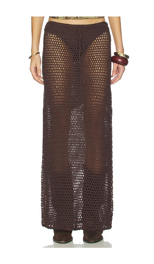 superdown amelia maxi skirt in brown.