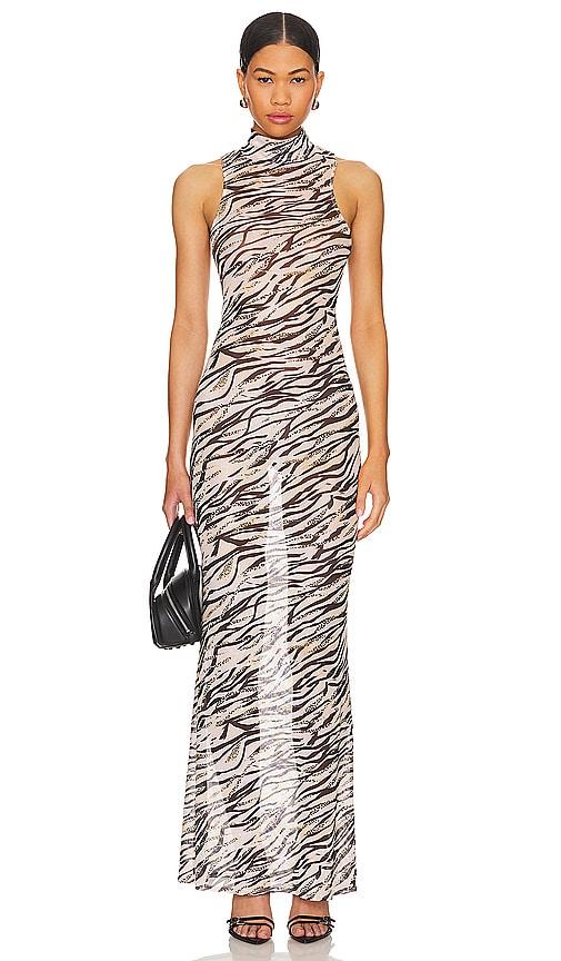 superdown angelika sheer dress in beige.