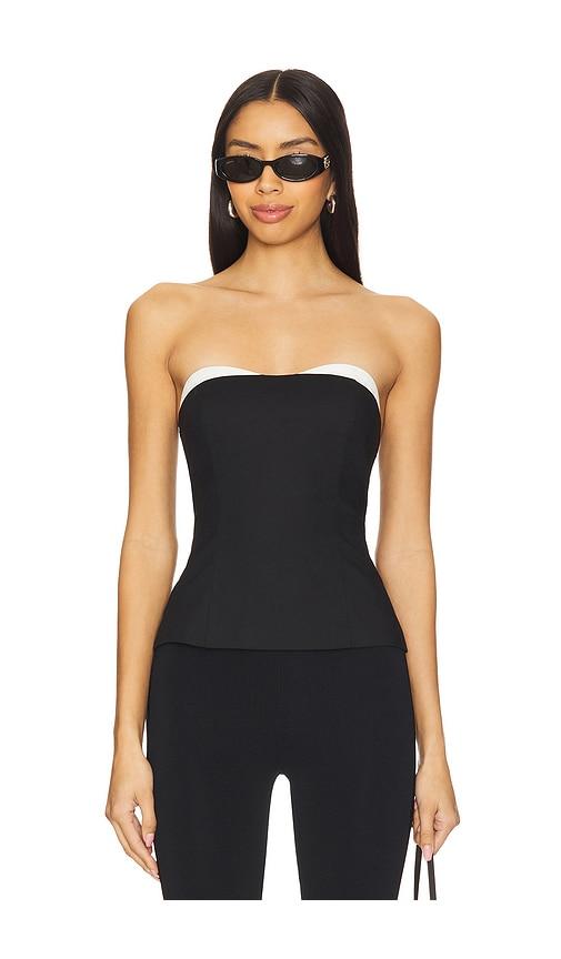 superdown anika strapless top in black.