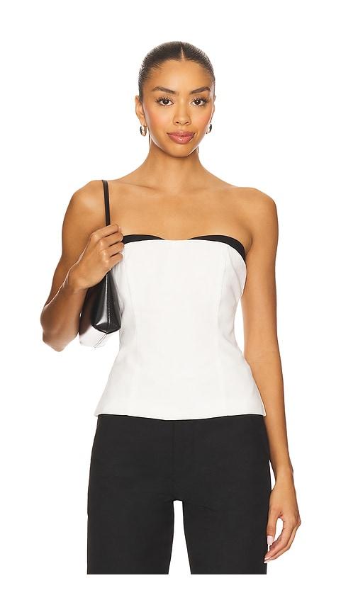 superdown anika strapless top in white.