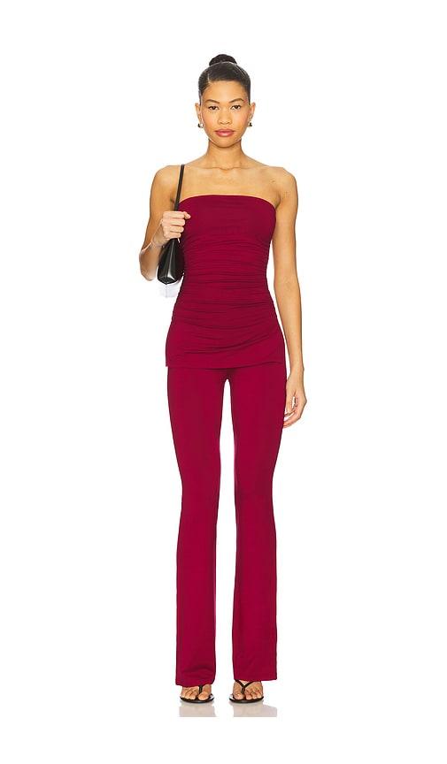 superdown annalise pant set in burgundy.