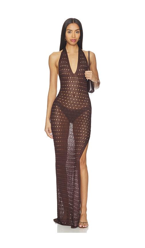 superdown antonella maxi dress in brown.