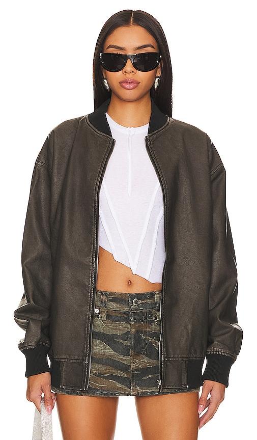 superdown ariel faux leather bomber in black.