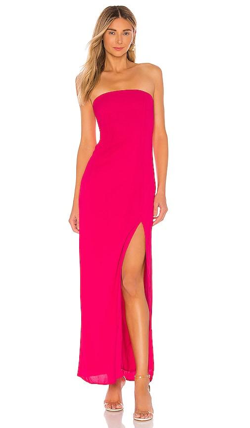 superdown asher strapless dress in pink.