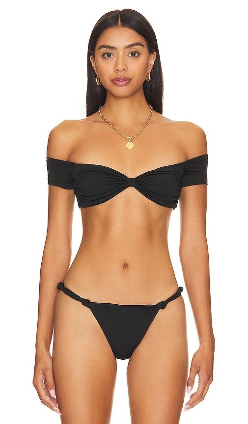 superdown aubrey bikini top in black.