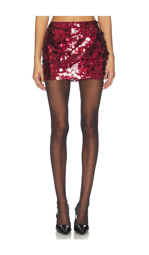 superdown bebe mini skirt in burgundy.
