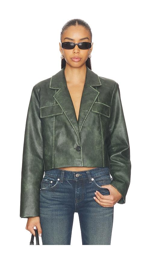 superdown blakely faux leather jacket in army.