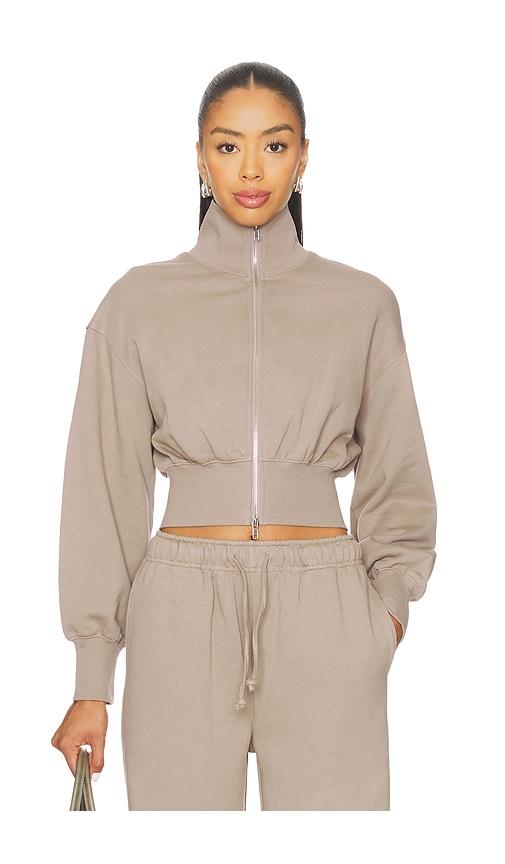 superdown branka zip up jacket in taupe.