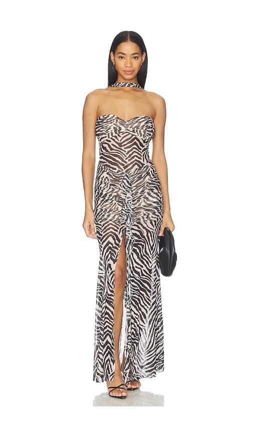 superdown britlee maxi dress in black,white.