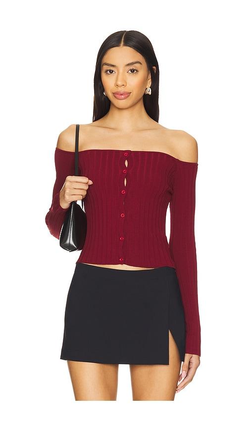 superdown calypso top in burgundy.