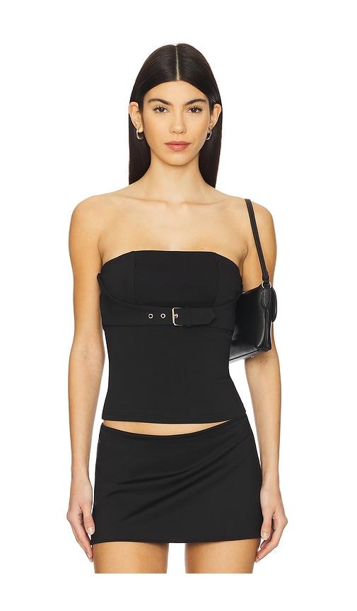 superdown capri strapless top in black.