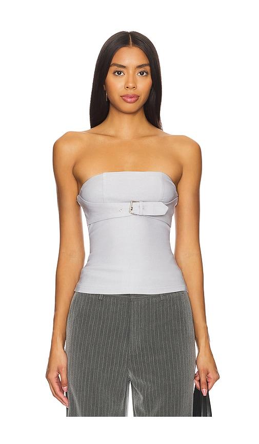superdown capri strapless top in light grey.