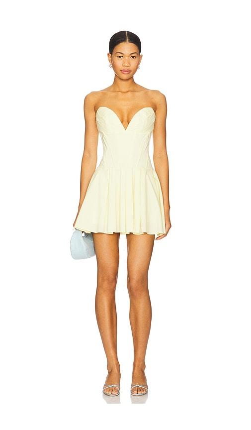 superdown carmela strapless dress in lemon.