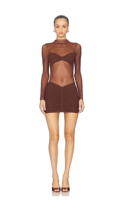 superdown carolina mini dress in chocolate.