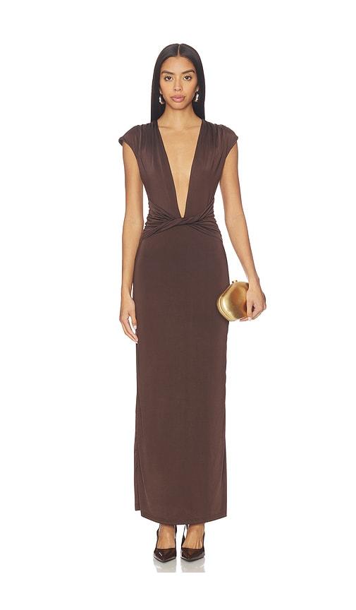 superdown cataleya maxi dress in brown.
