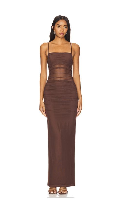 superdown celeste maxi dress in chocolate.