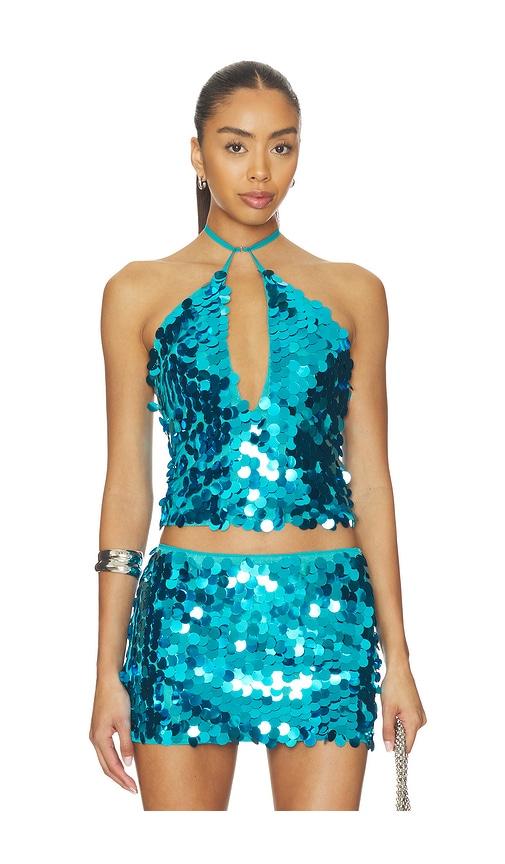 superdown celia halter top in teal.