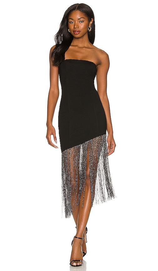 superdown cleo strapless dress in black.