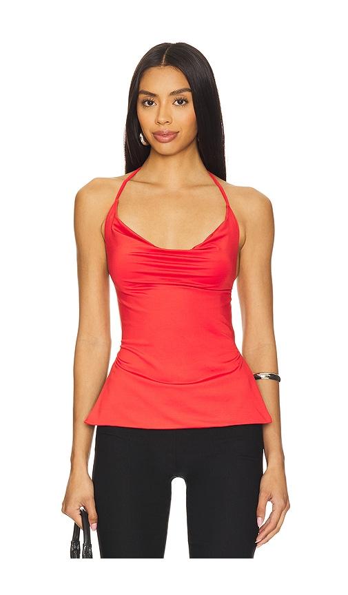 superdown clover halter top in red.