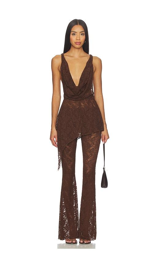 superdown colson pant set in brown.