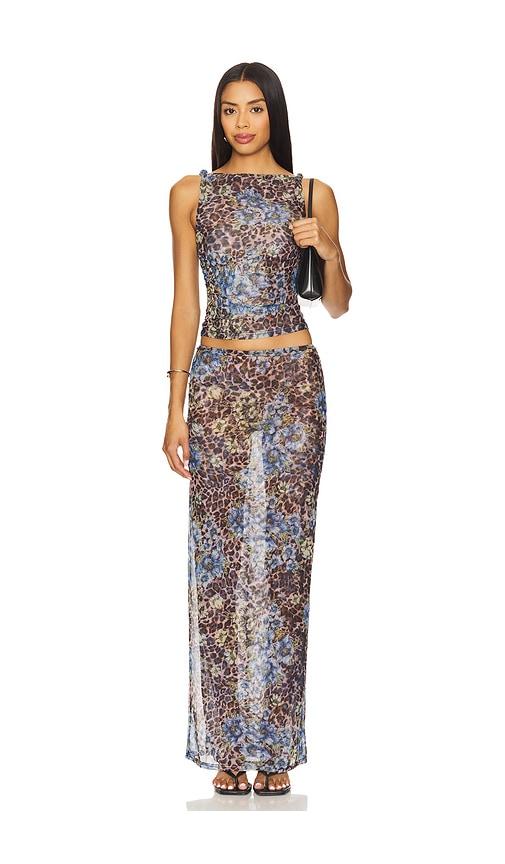 superdown concha maxi skirt set in blue.