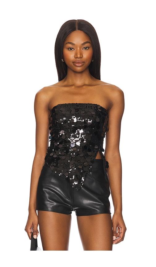 superdown cordilla strapless top in black.