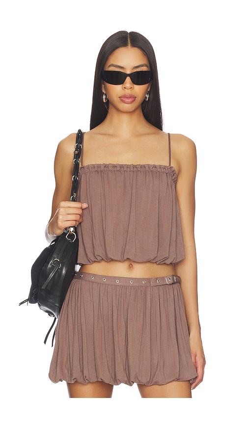 superdown dakoa bubble top in taupe.