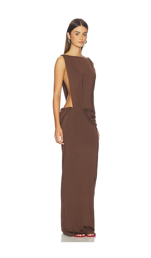 superdown dallyn maxi dress in brown.