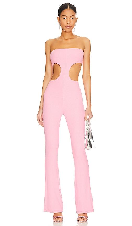 superdown darcey cut out jumpsuit in pink.