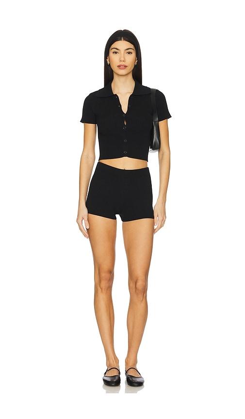 superdown delta short set in black.