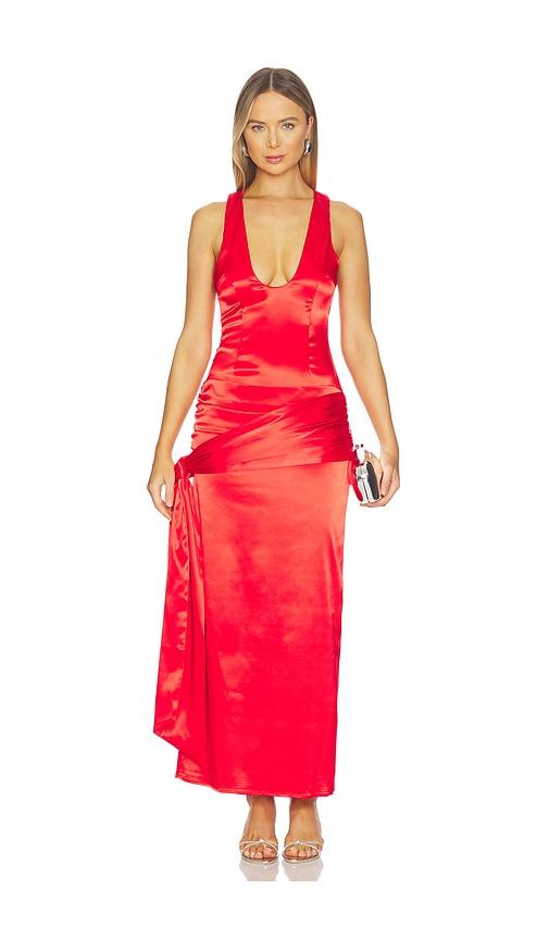 superdown dempsey maxi dress in red.