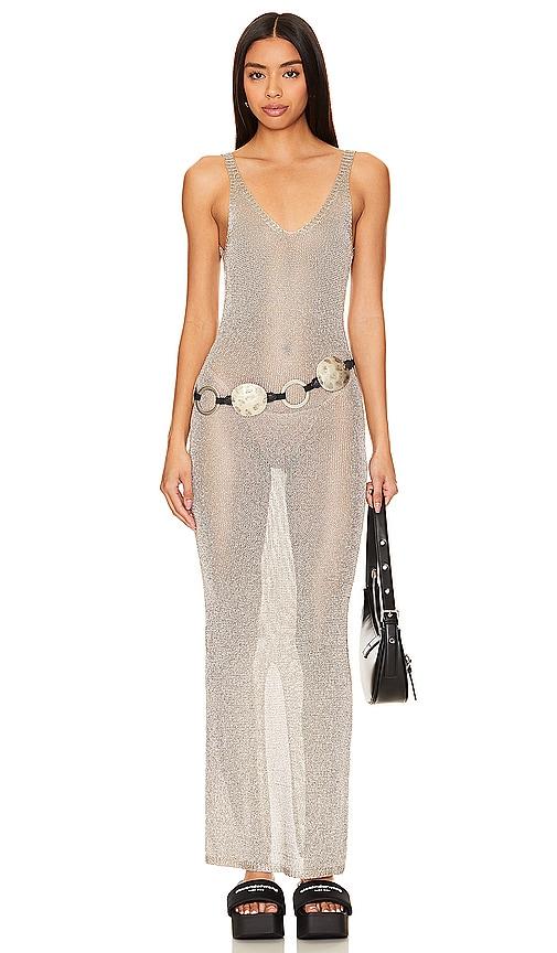 superdown egon maxi dress in metallic gold.