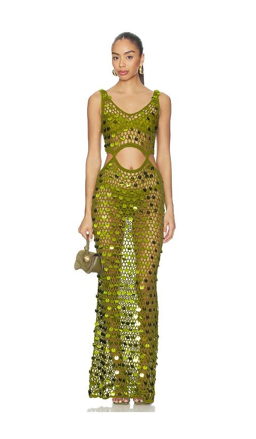 superdown elena maxi dress in green.
