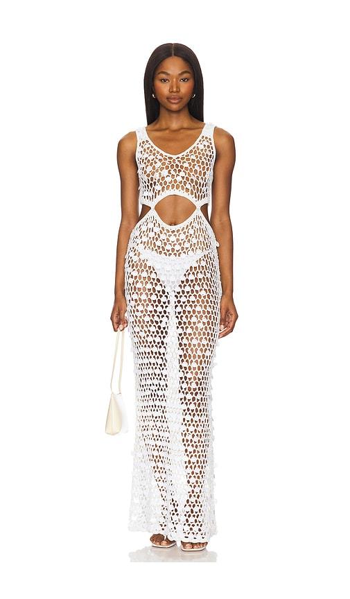 superdown elena maxi dress in white.