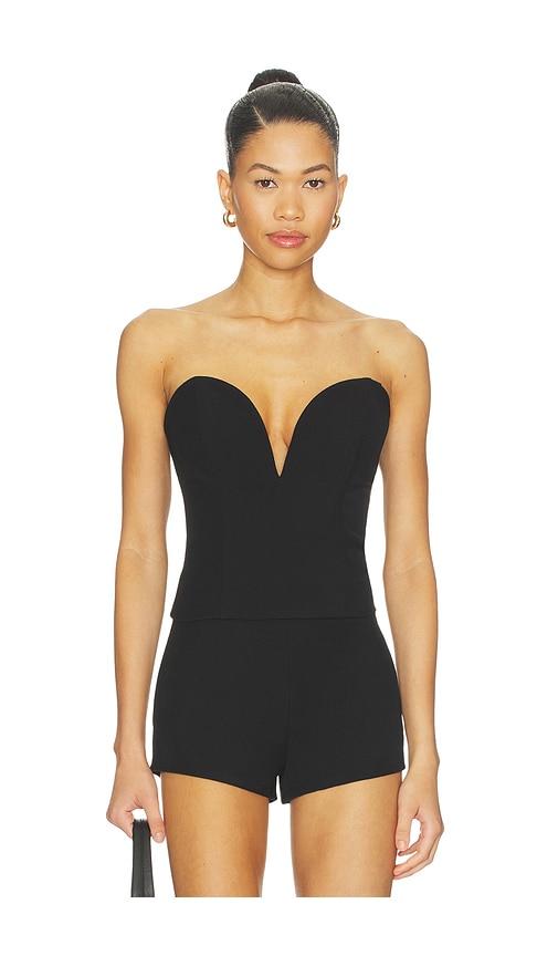 superdown eva sweetheart top in black.