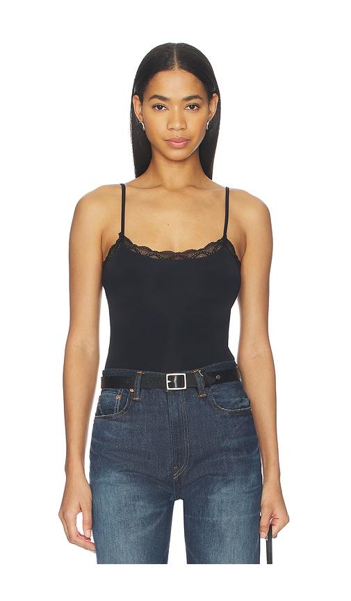 superdown evalina bodysuit in black.