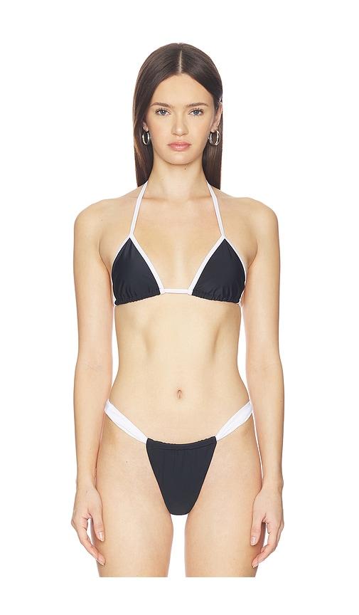 superdown fallon bikini top in black,white.