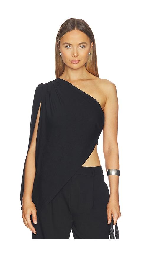 superdown fellie asymmetrical top in black.
