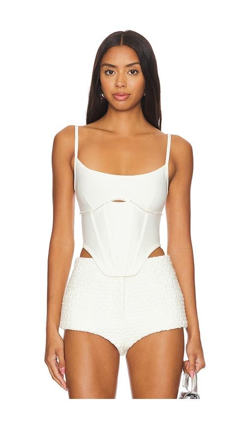 superdown gia corset top in white.