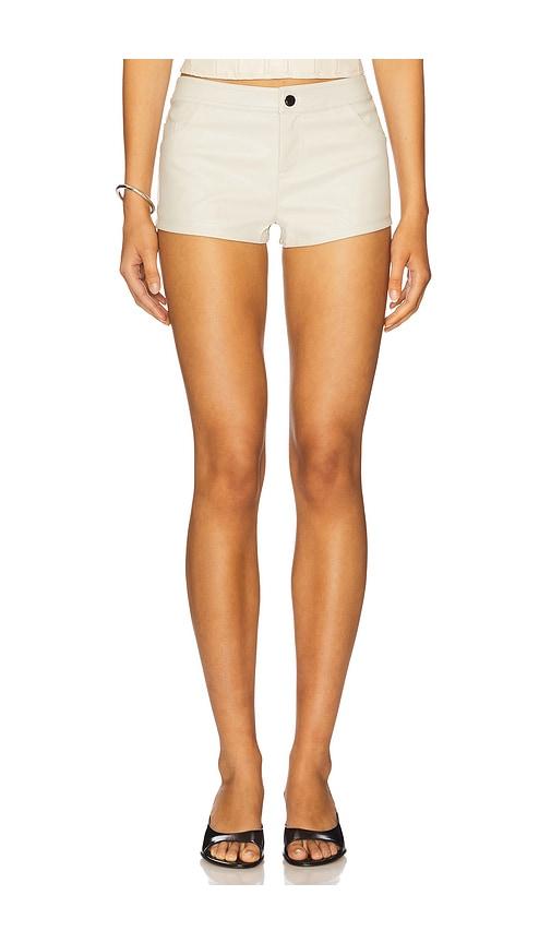 superdown gianna faux leather shorts in cream.