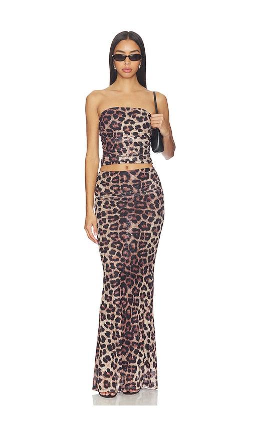 superdown gisela maxi skirt set in brown.