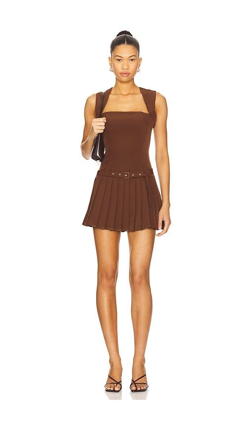 superdown giulia mini dress in brown.