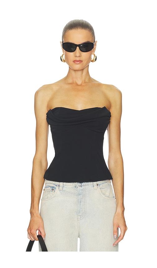 superdown hestia strapless top in black.