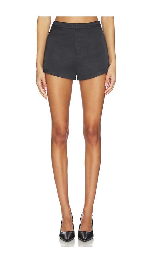 superdown jacinth satin hot short in black.