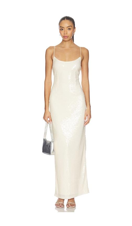 superdown jessie sequin maxi dress in ivory.