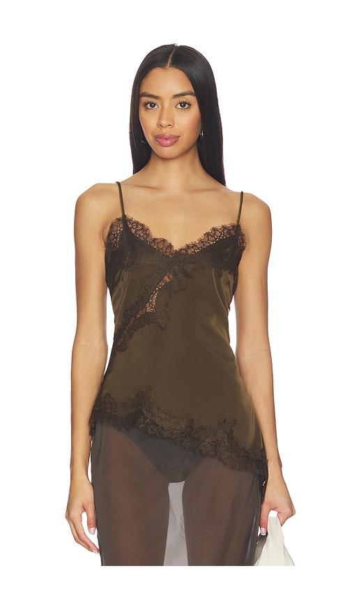 superdown jett asymmetrical top in brown.